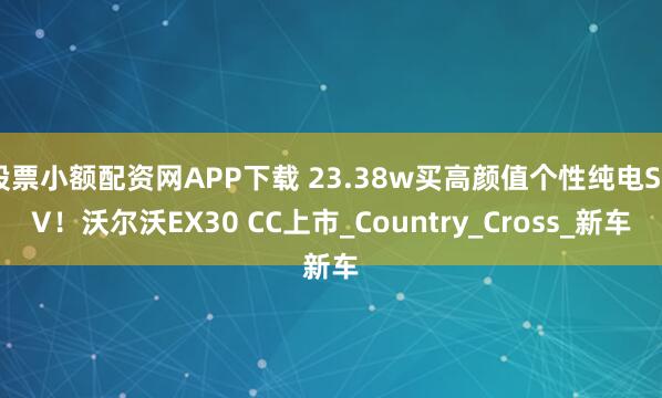 股票小额配资网APP下载 23.38w买高颜值个性纯电SUV！沃尔沃EX30 CC上市_Country_Cross_新车