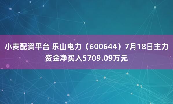 小麦配资平台 乐山电力（600644）7月18日主力资金净买入5709.09万元