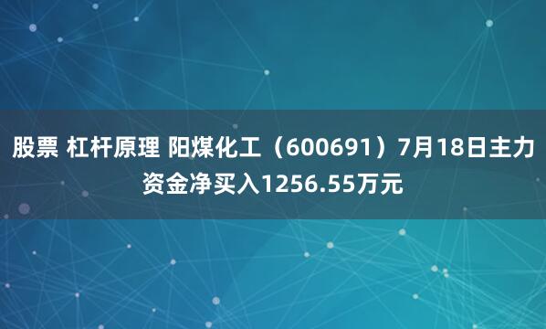 股票 杠杆原理 阳煤化工（600691）7月18日主力资金净买入1256.55万元