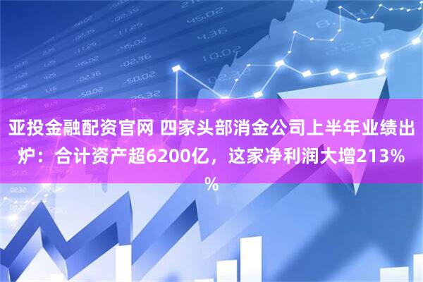 亚投金融配资官网 四家头部消金公司上半年业绩出炉：合计资产超6200亿，这家净利润大增213%